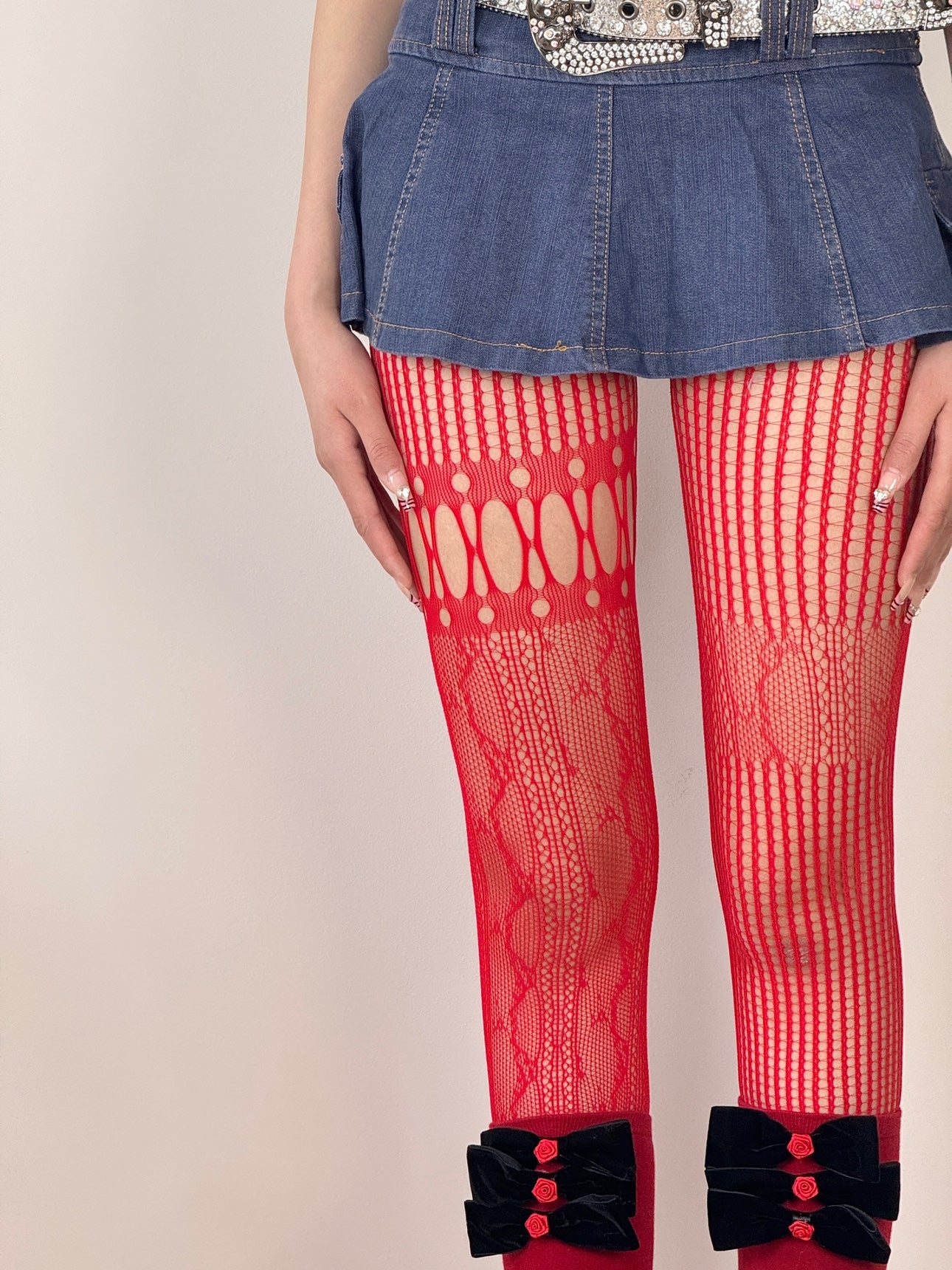 Asymmetric-Lace-Red-Fishnet-Tights