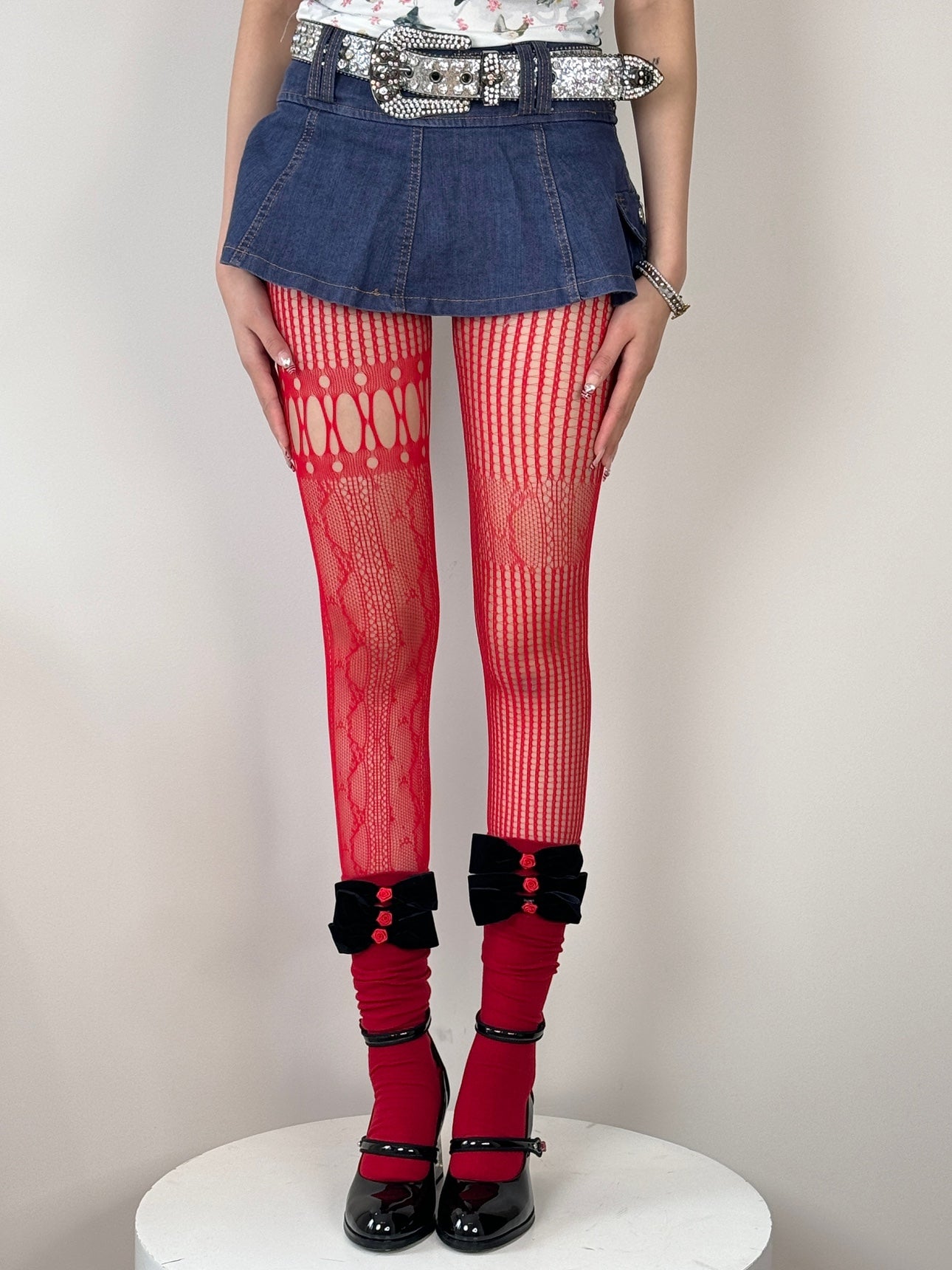 Asymmetric-Lace-Red-Fishnet-Tights