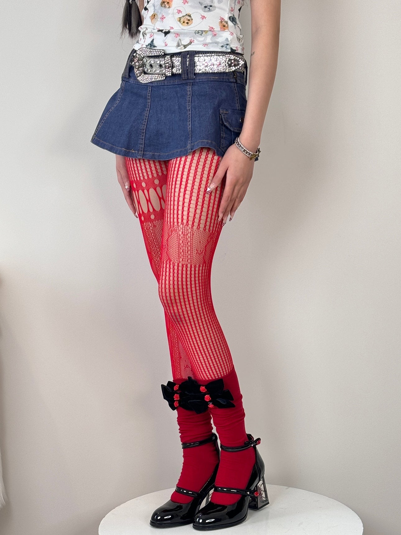 Asymmetric-Lace-Red-Fishnet-Tights