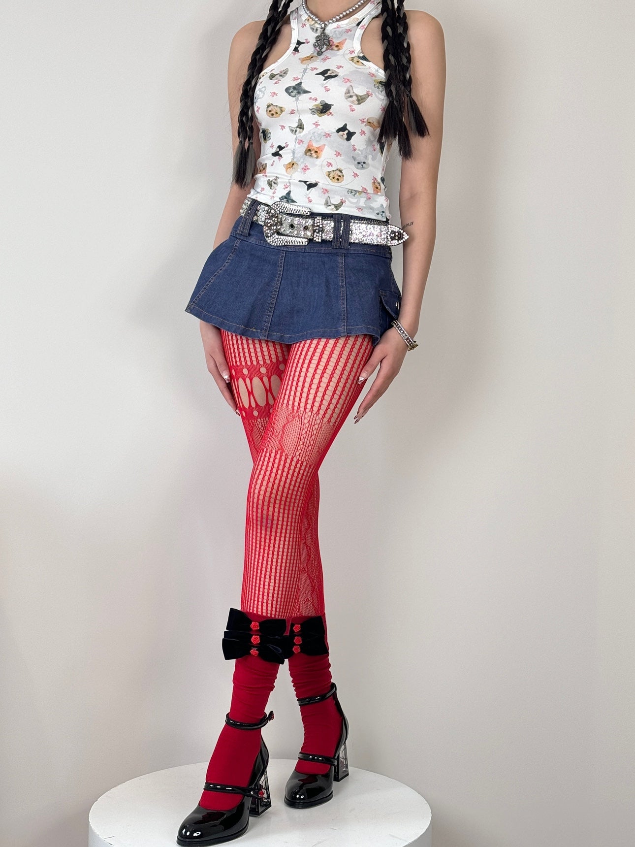 Asymmetric-Lace-Red-Fishnet-Tights