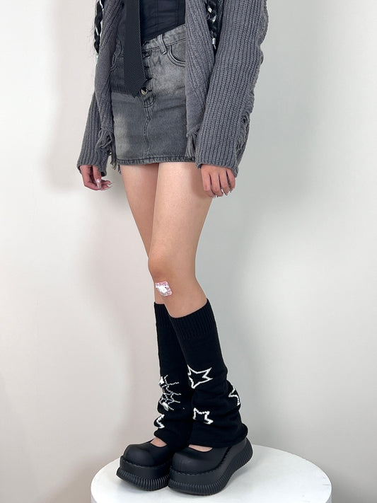 Cobweb and Stars Black Leg Warmers