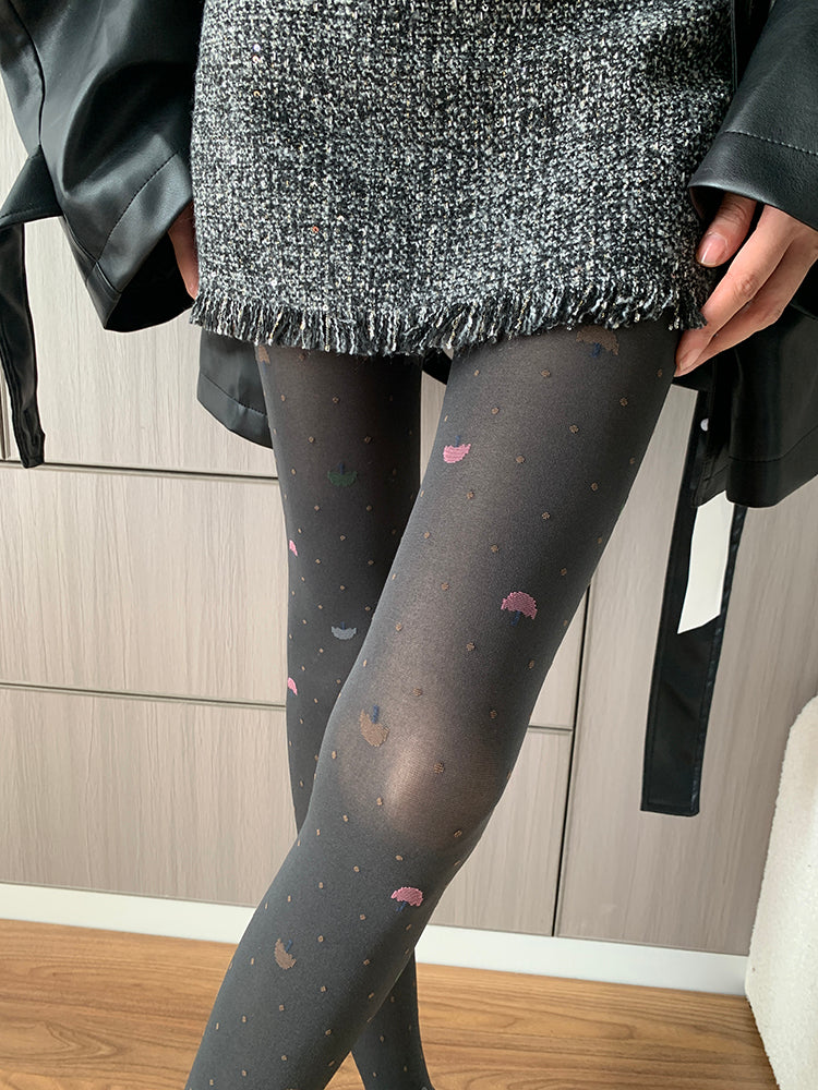 Polka Dot Umbrella Jacquard Tights