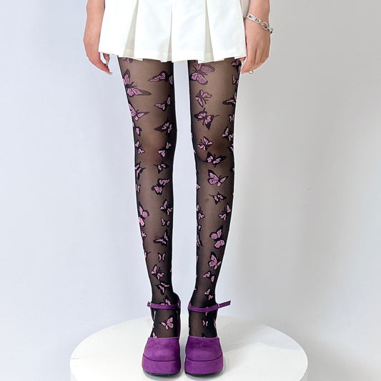 Purple Butterfly Pantyhose