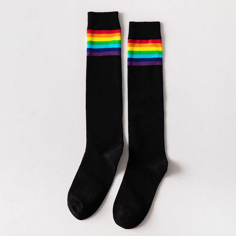 Rainbow Stripe Calf Socks