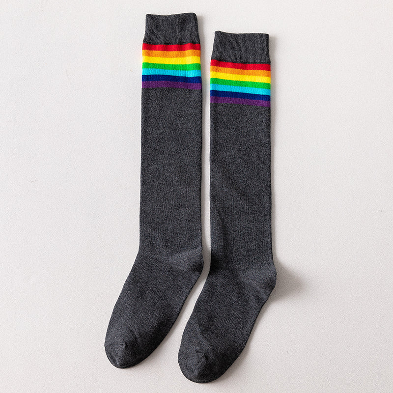 Rainbow Stripe Calf Socks