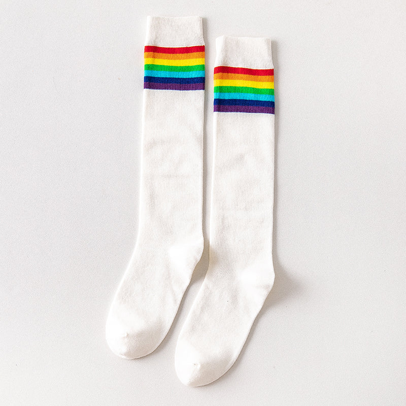 Rainbow Stripe Calf Socks