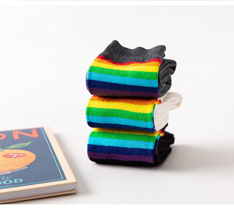 Rainbow Stripe Calf Socks