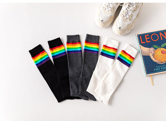 Rainbow Stripe Calf Socks