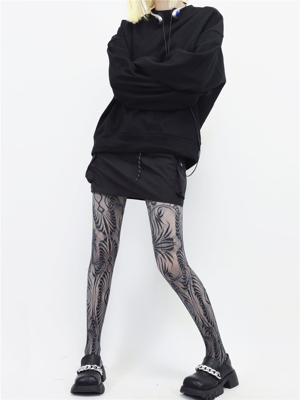 Rose Lace Fishnet Tights