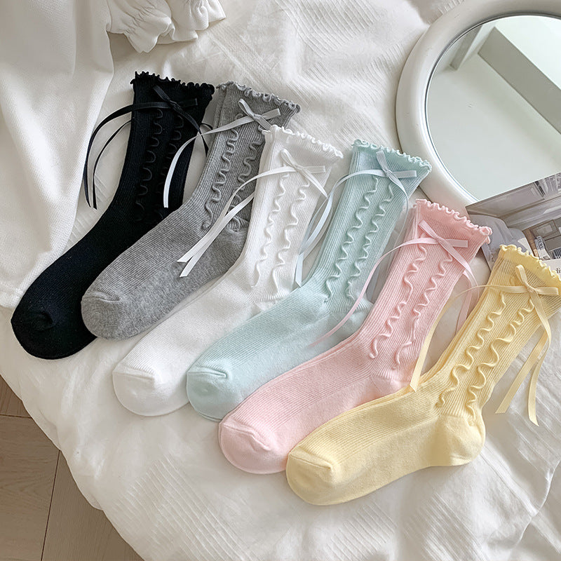 Ruffle bow socks