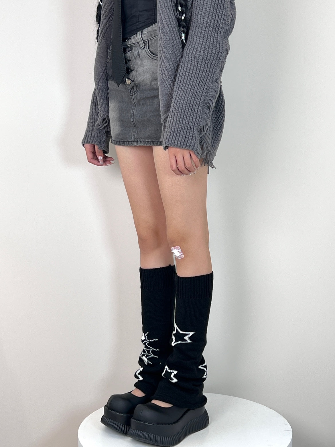 Cobweb and Stars Black Leg Warmers