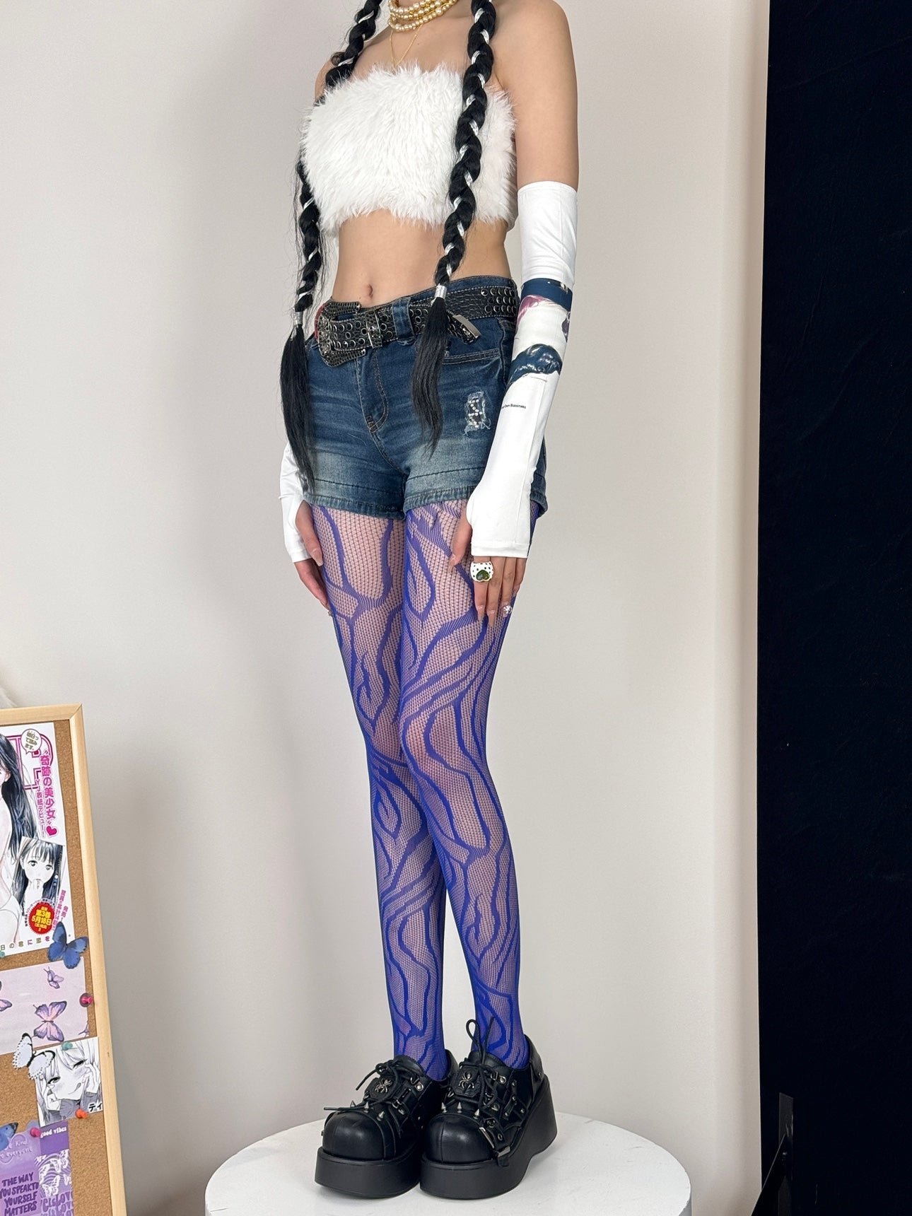 Zebra-Fishnet-Blue-Tights