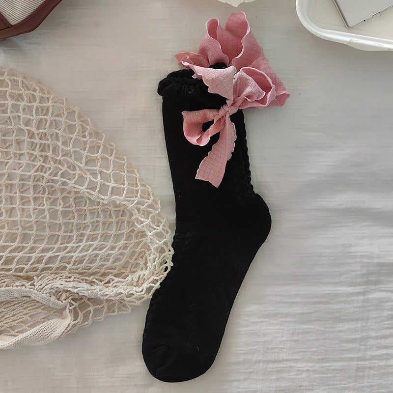 Mid Calf Socks with Ribbon Bow