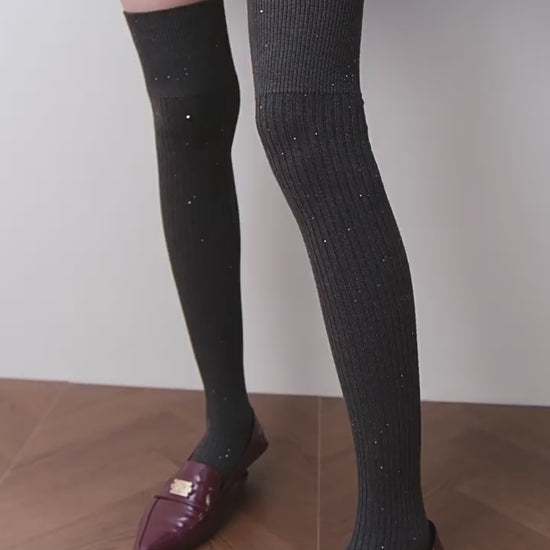 Sparkle grey over  the knee socks