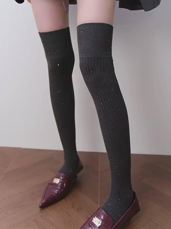 Sparkle grey over  the knee socks